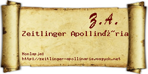 Zeitlinger Apollinária névjegykártya
